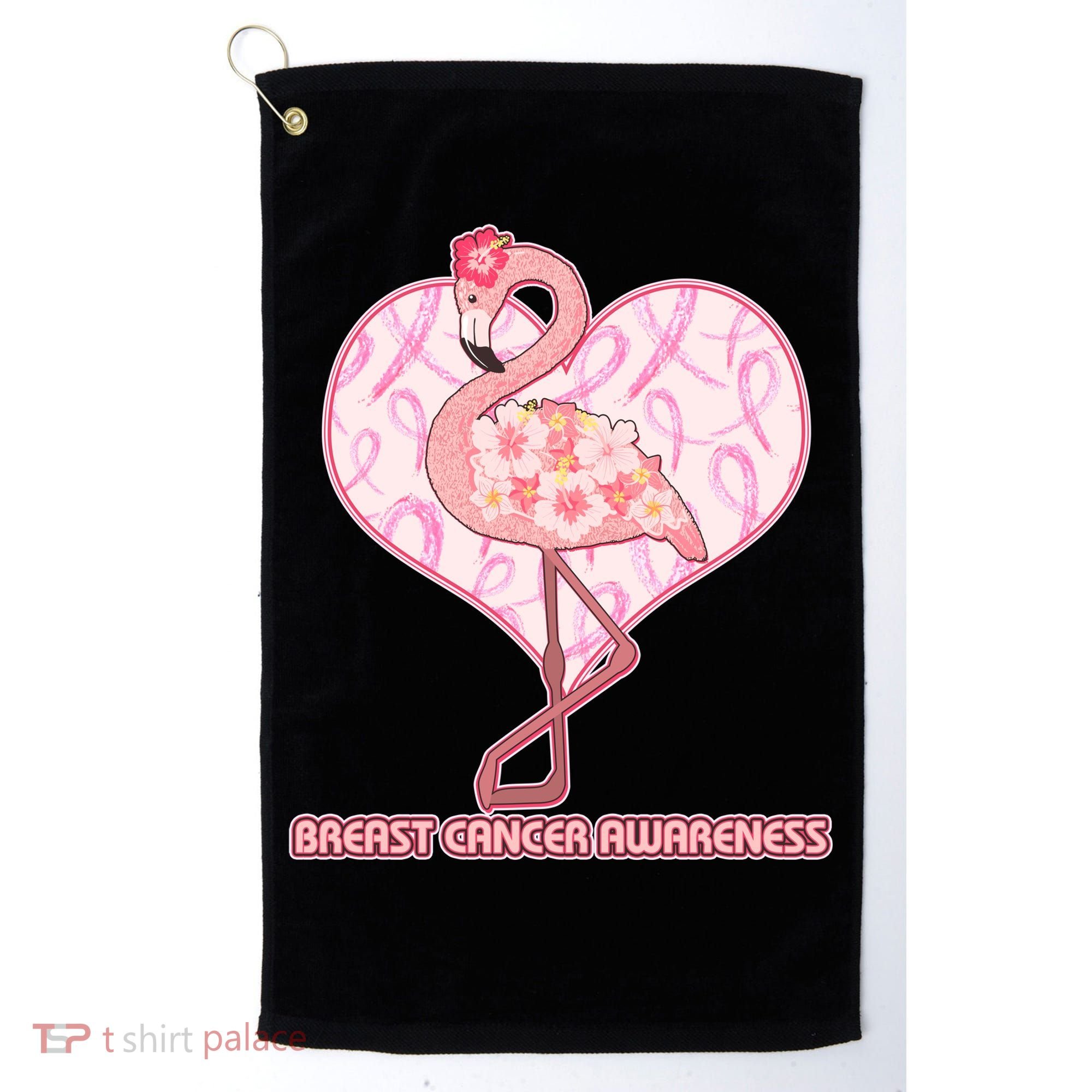 Breast Cancer Awareness Pink Flower Flamingo Golf Towel
