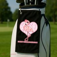 Breast Cancer Awareness Pink Flower Flamingo Golf Towel thumb 2