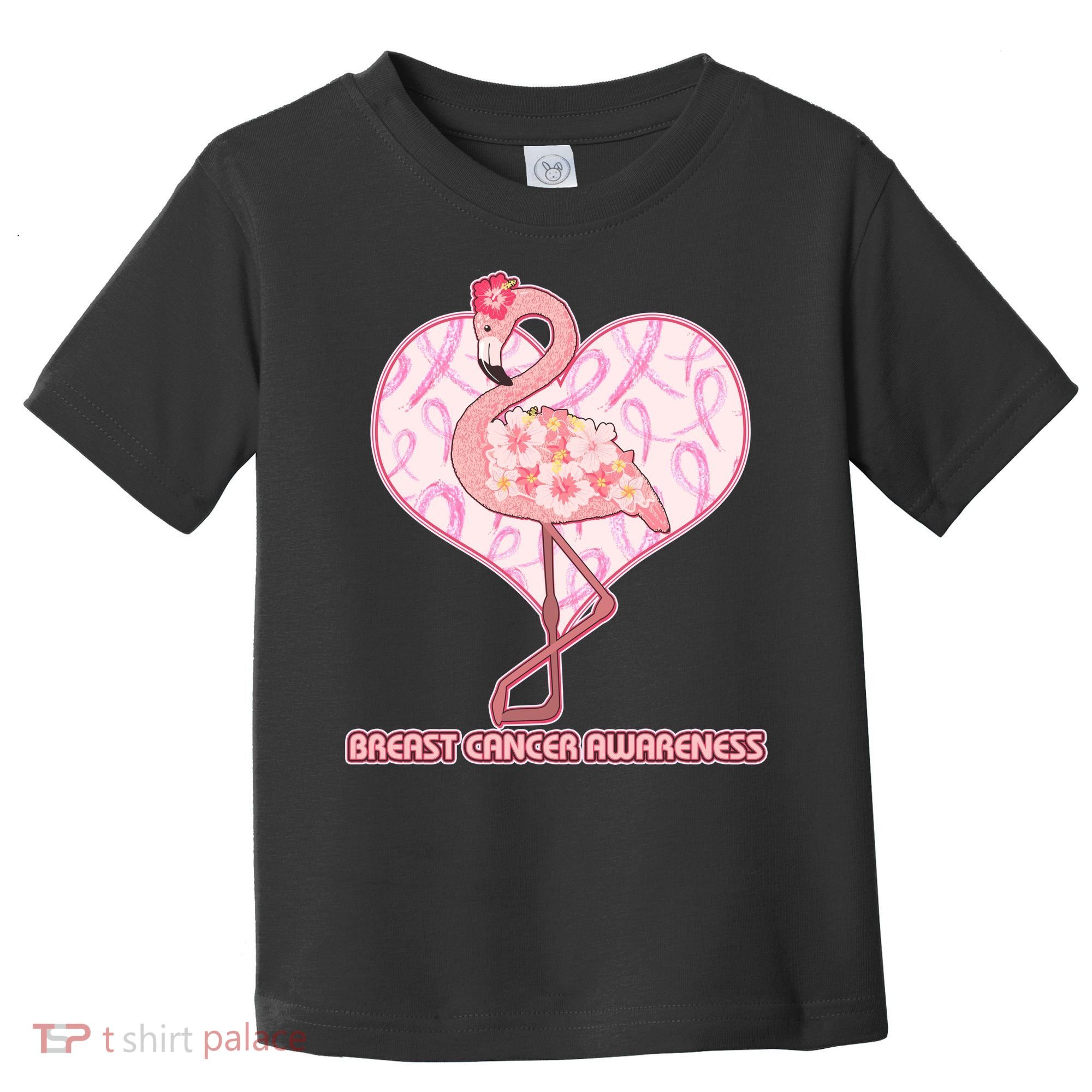 Breast Cancer Awareness Pink Flower Flamingo Toddler T-Shirt