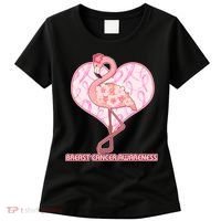 Breast Cancer Awareness Pink Flower Flamingo Women's T-Shirt thumb 0