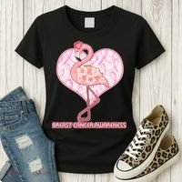 Breast Cancer Awareness Pink Flower Flamingo Women's T-Shirt thumb 3