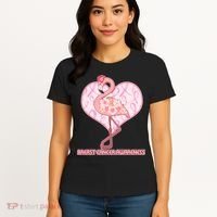 Breast Cancer Awareness Pink Flower Flamingo Women's T-Shirt thumb 4