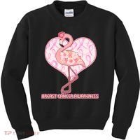 Breast Cancer Awareness Pink Flower Flamingo Kids Sweatshirt thumb 0