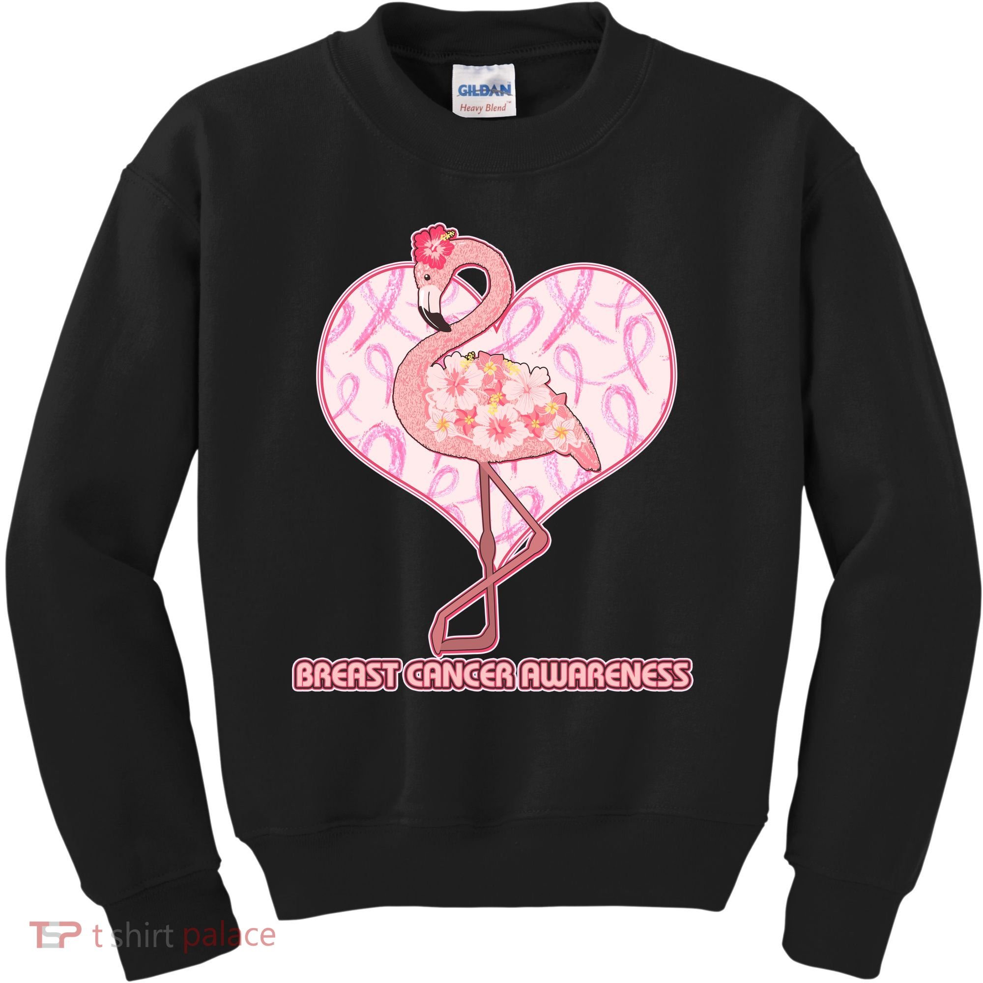Breast Cancer Awareness Pink Flower Flamingo Kids Sweatshirt