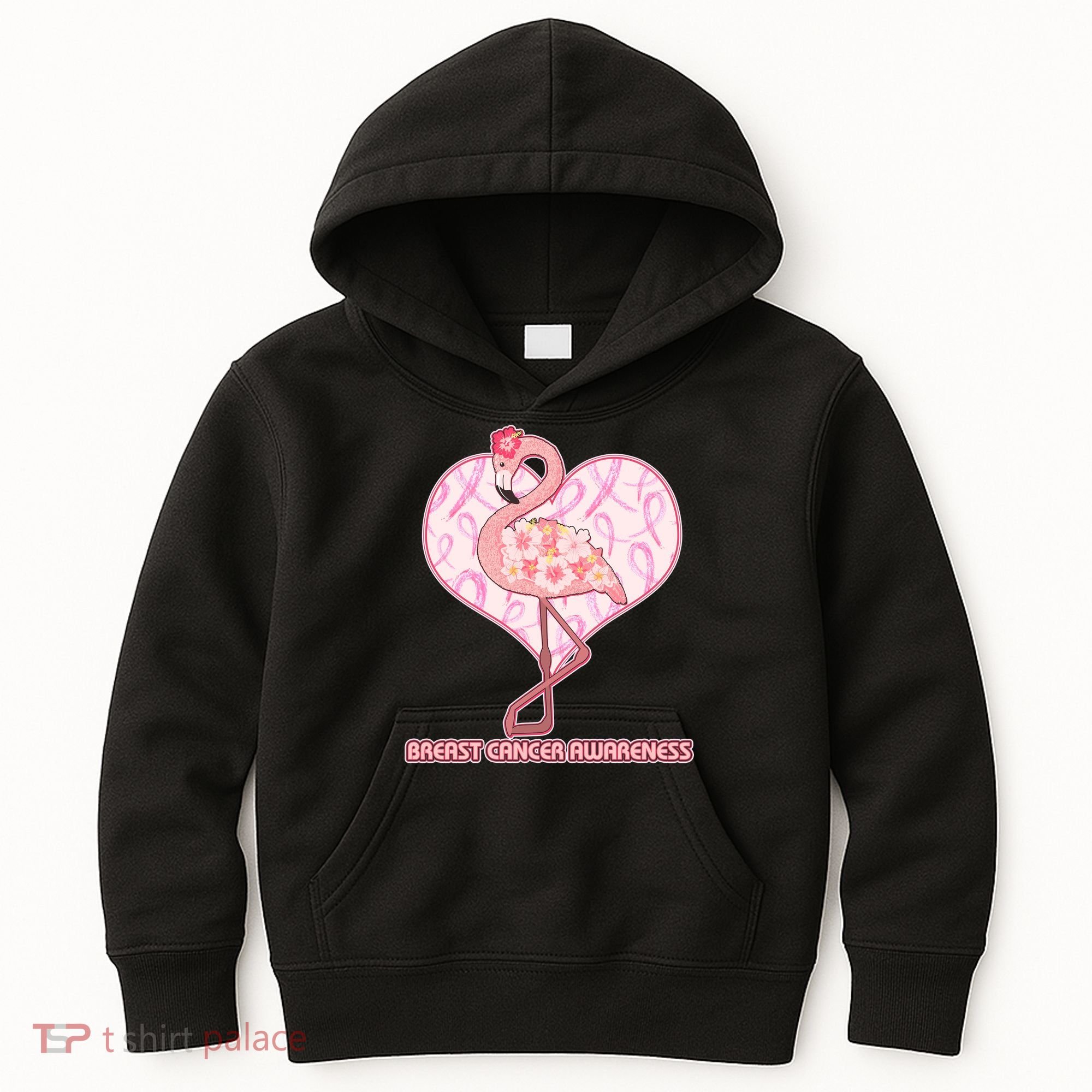Breast Cancer Awareness Pink Flower Flamingo Kids Hoodie