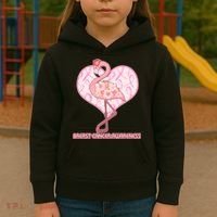 Breast Cancer Awareness Pink Flower Flamingo Kids Hoodie thumb 3