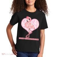Breast Cancer Awareness Pink Flower Flamingo Kids T-Shirt thumb 2