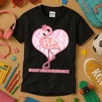 Breast Cancer Awareness Pink Flower Flamingo Kids T-Shirt thumb 3