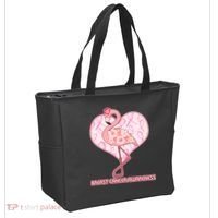 Breast Cancer Awareness Pink Flower Flamingo Tote Bag thumb 2