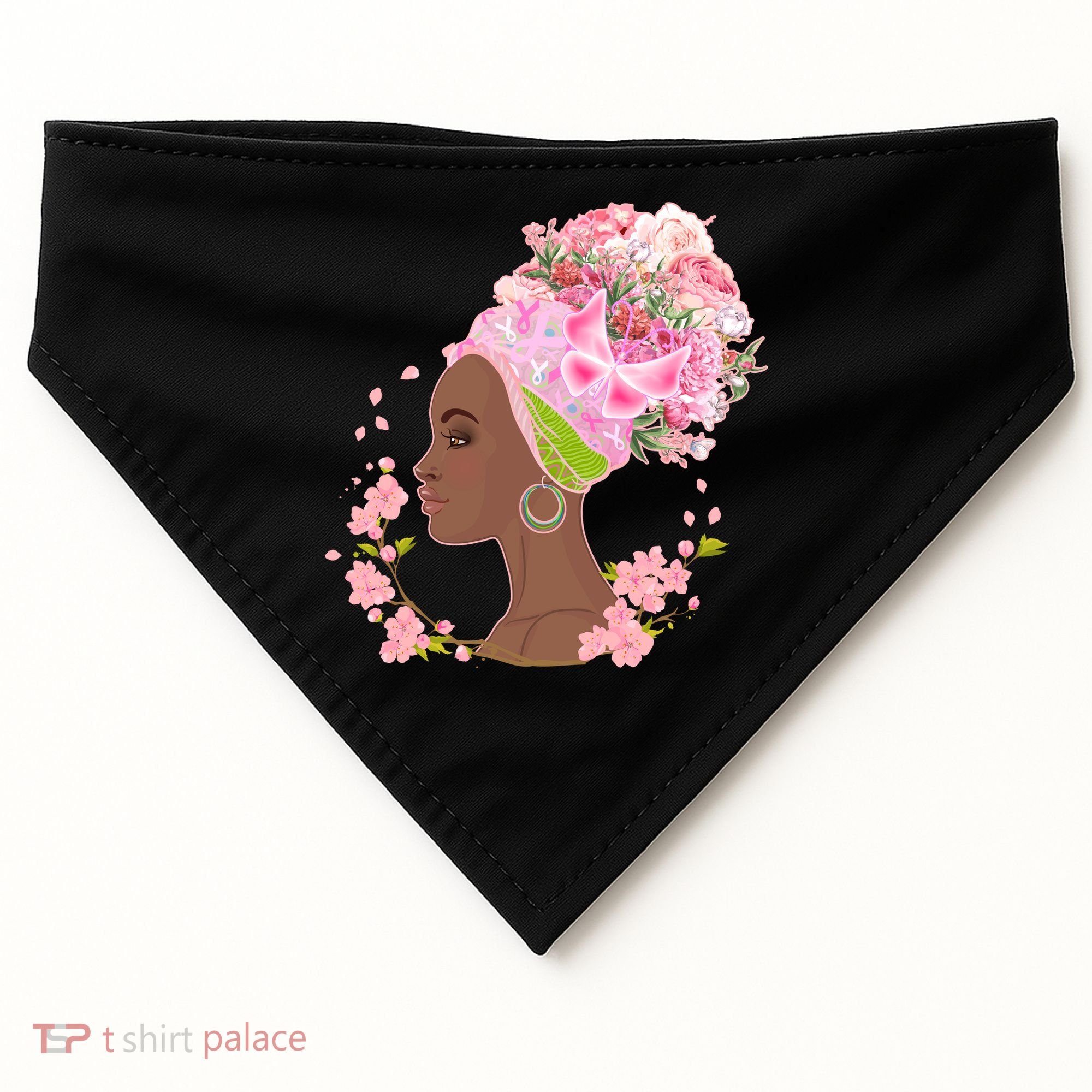 Breast Cancer Awareness Pink Flower Warrior Survivor USA-Made Doggie Bandana