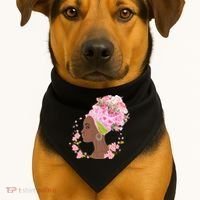 Breast Cancer Awareness Pink Flower Warrior Survivor USA-Made Doggie Bandana thumb 1