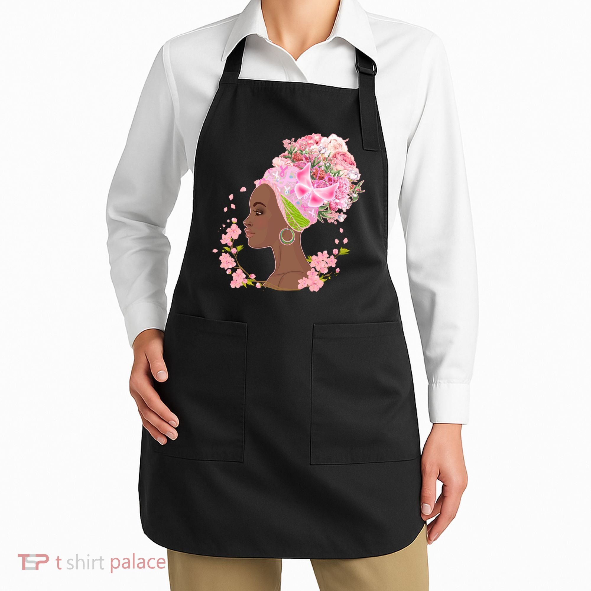 Breast Cancer Awareness Pink Flower Warrior Survivor Apron
