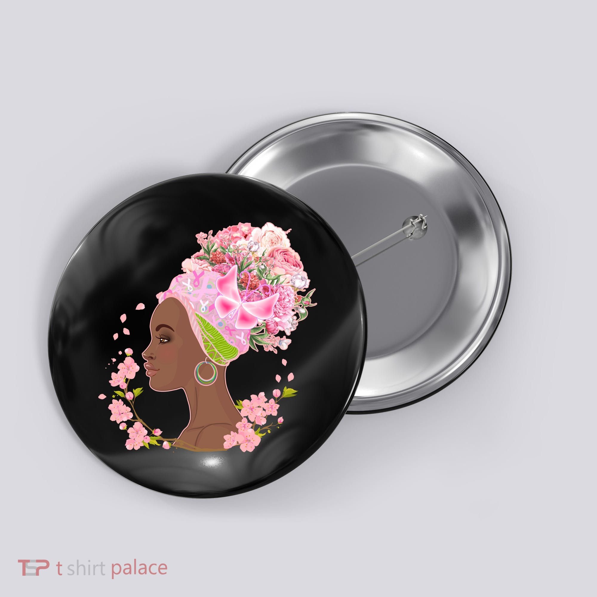 Breast Cancer Awareness Pink Flower Warrior Survivor Button
