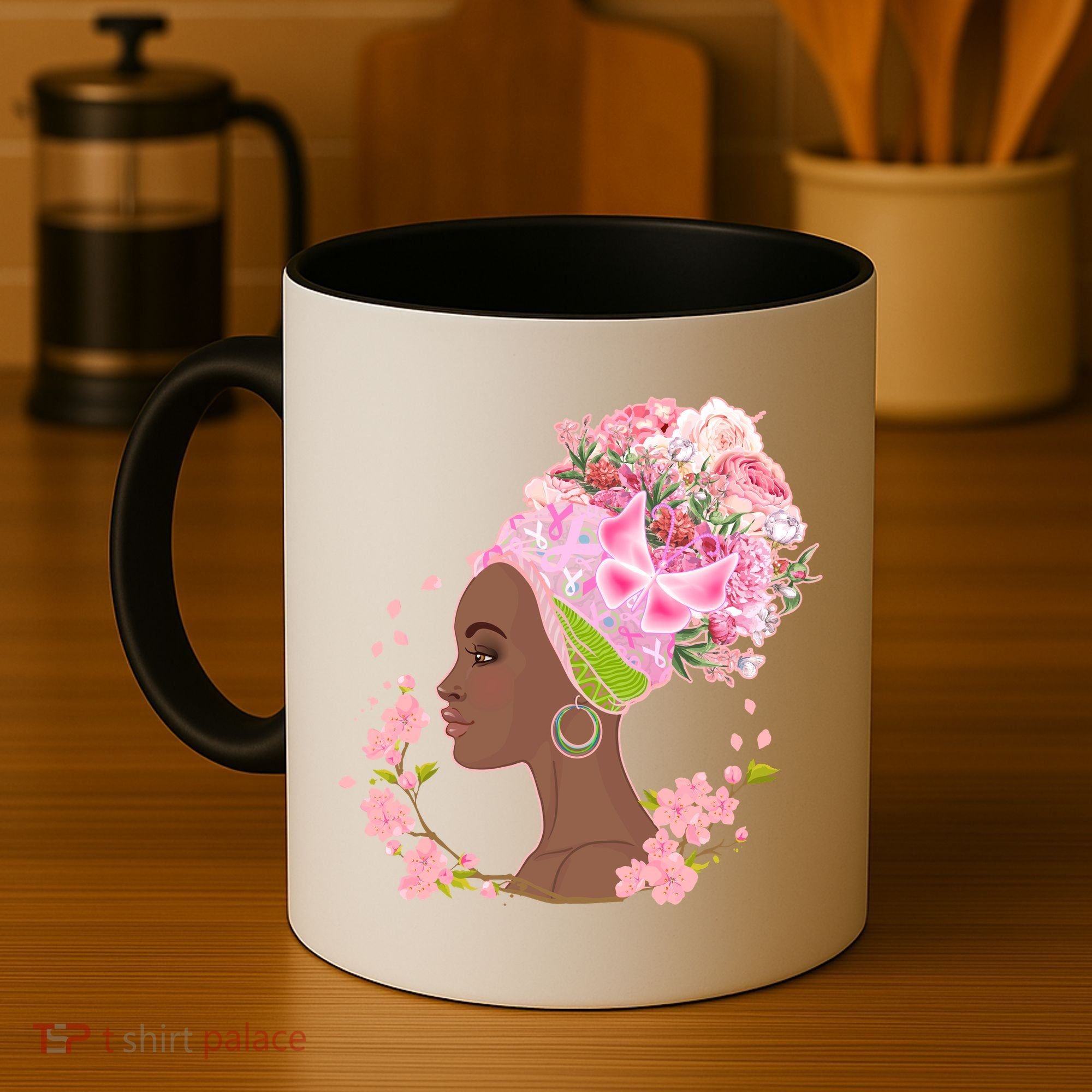 Breast Cancer Awareness Pink Flower Warrior Survivor Coffee Mug