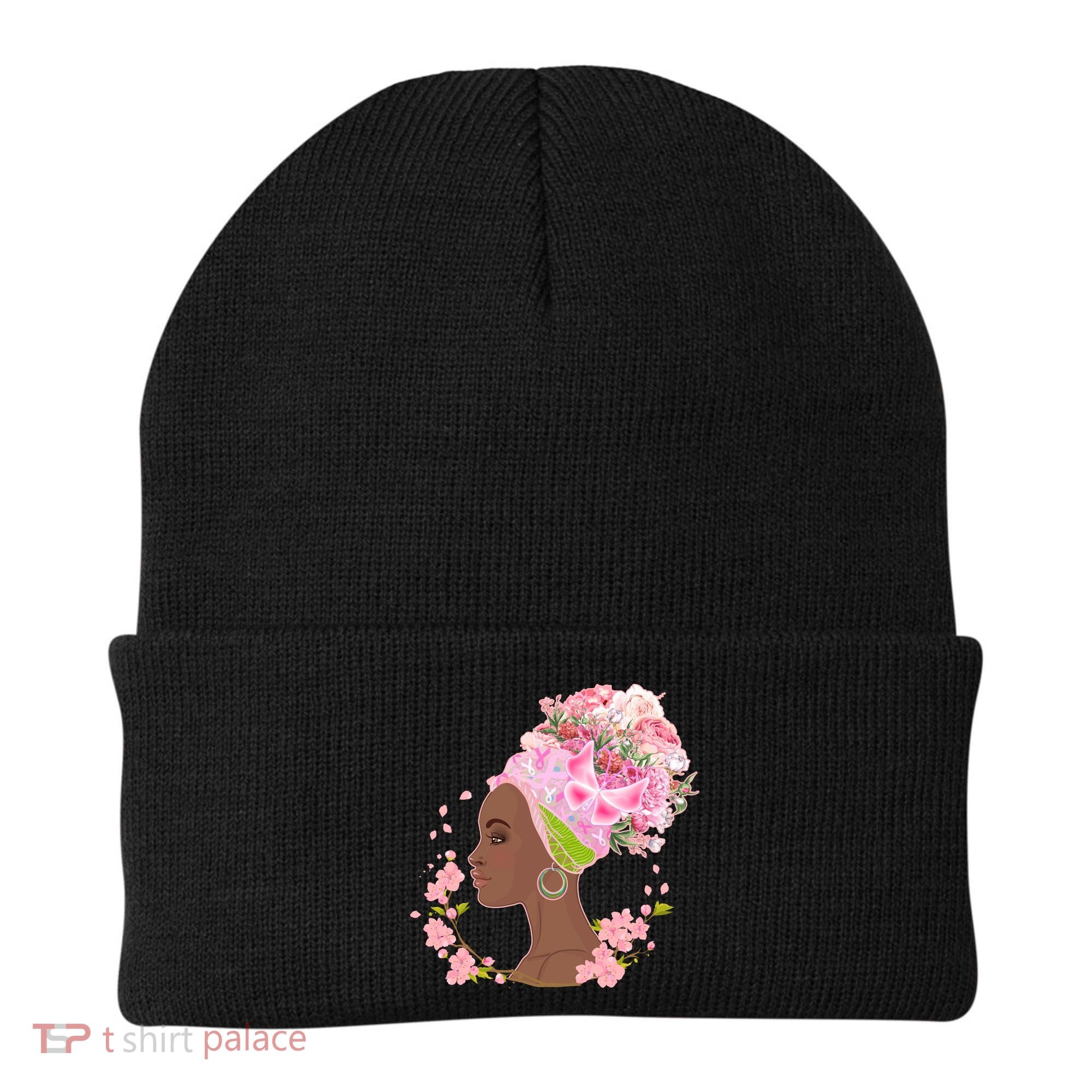 Breast Cancer Awareness Pink Flower Warrior Survivor Beanie