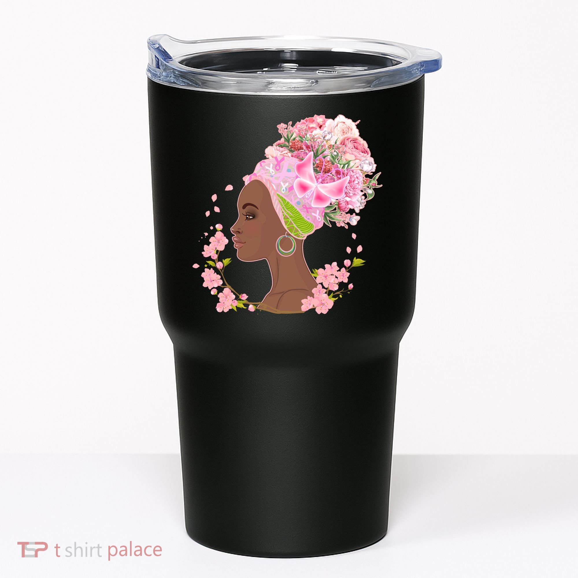 Breast Cancer Awareness Pink Flower Warrior Survivor Tumbler