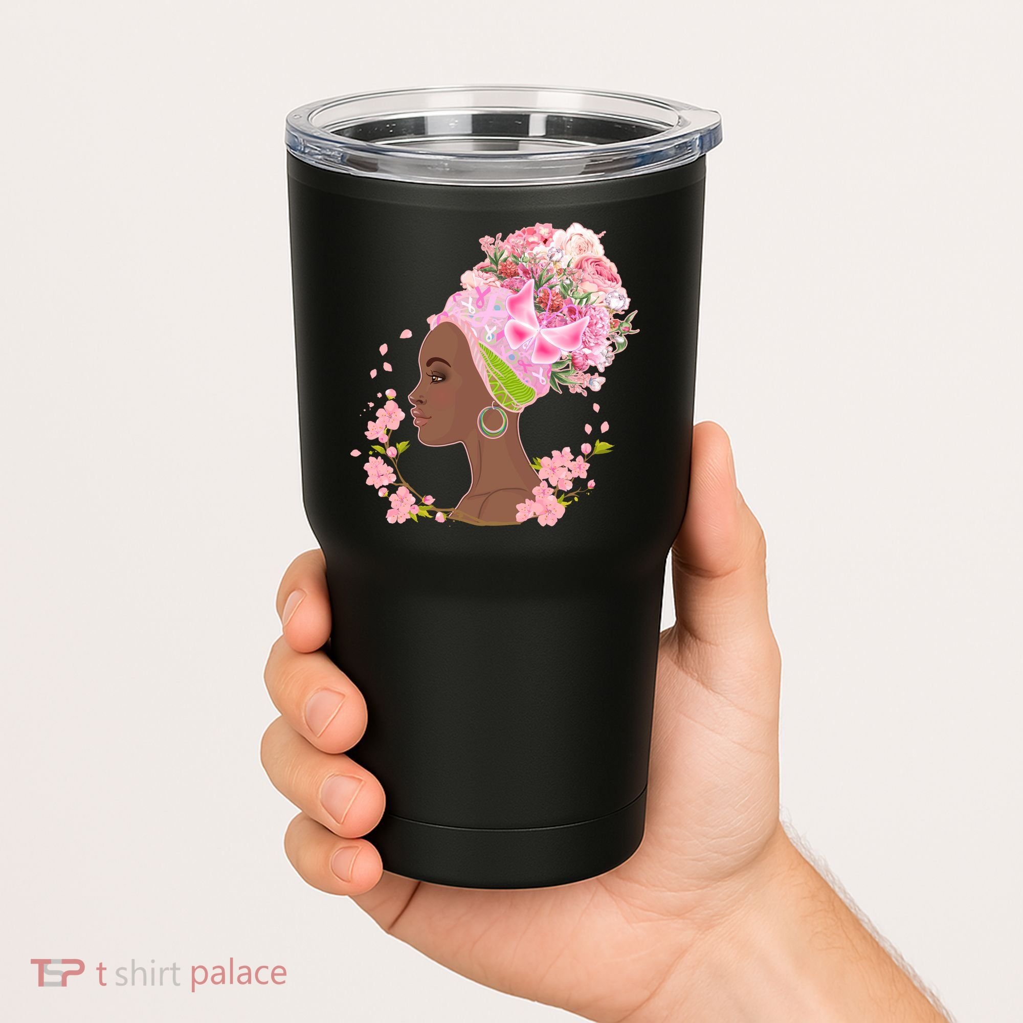 Breast Cancer Awareness Pink Flower Warrior Survivor Tumbler