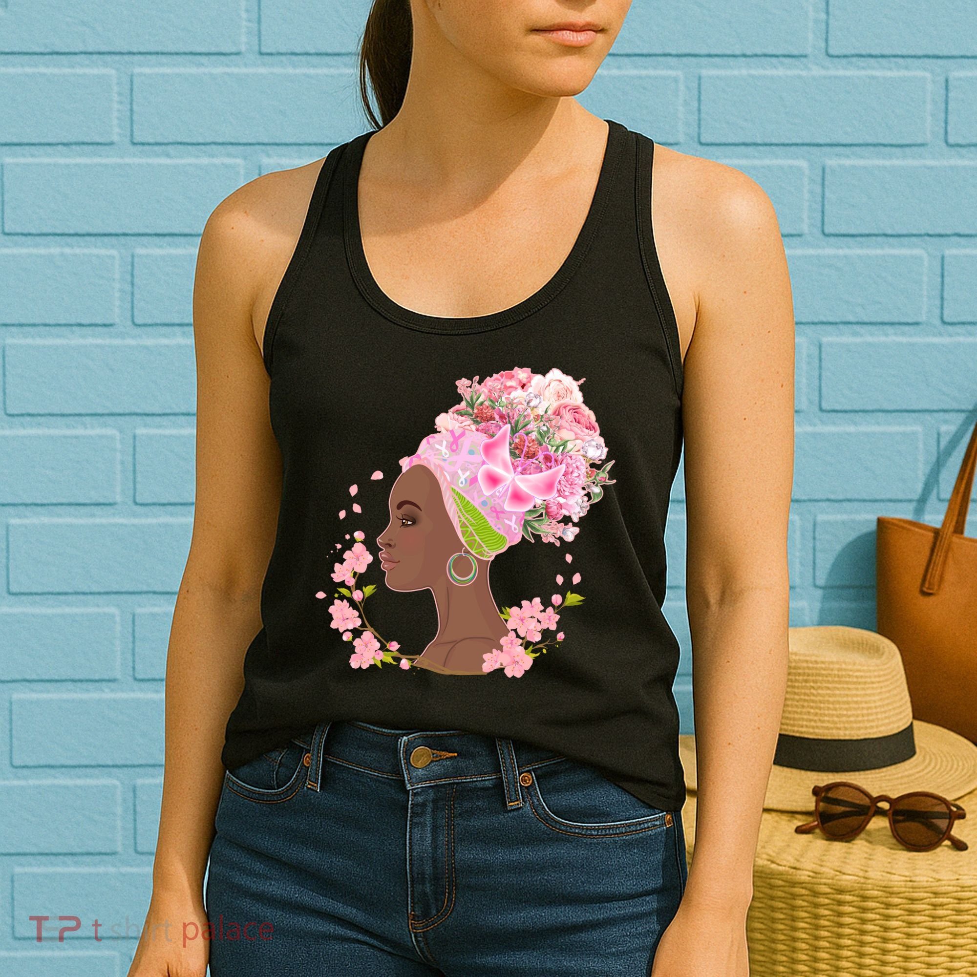 Breast Cancer Awareness Pink Flower Warrior Survivor Women's Tank Top