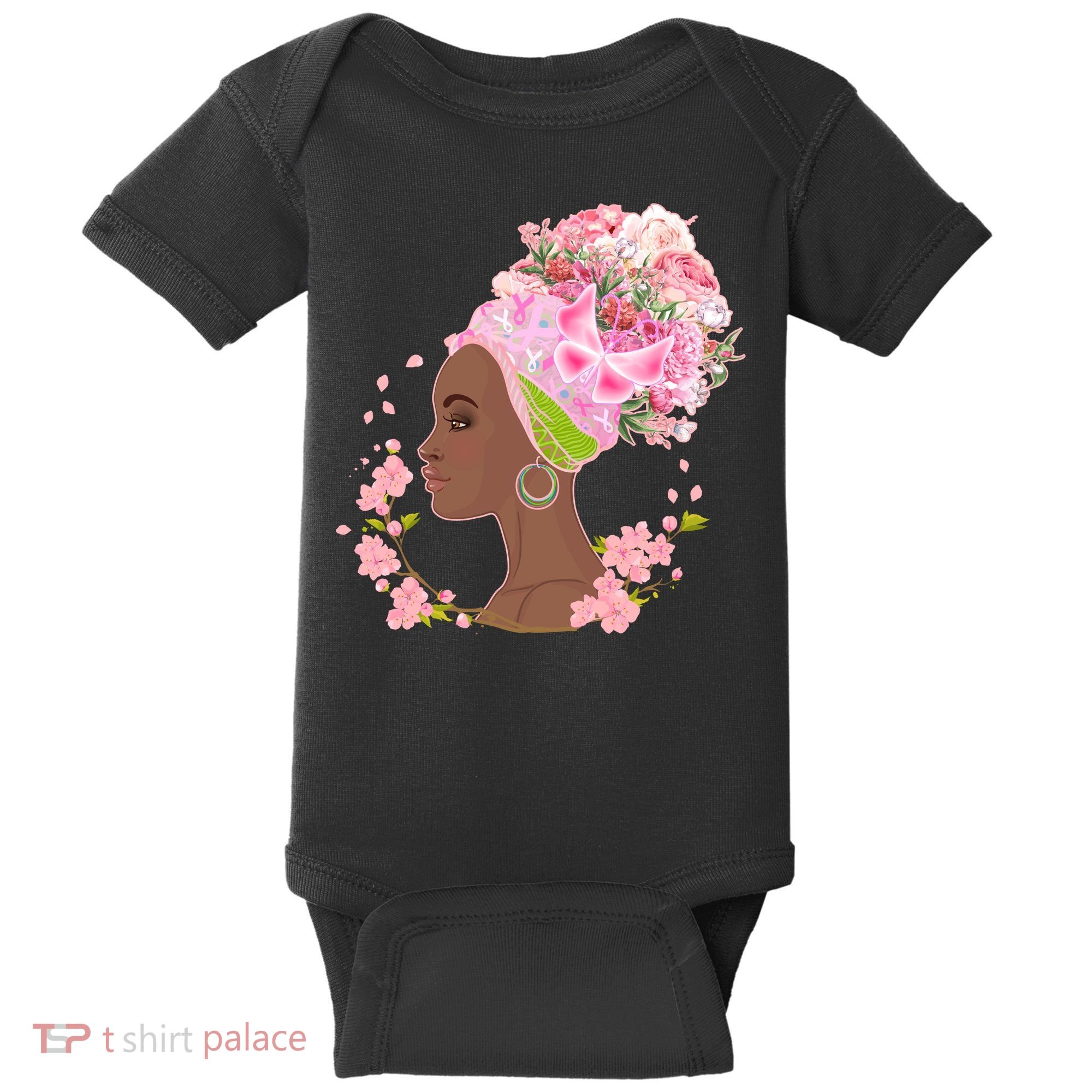 Breast Cancer Awareness Pink Flower Warrior Survivor Baby Bodysuit