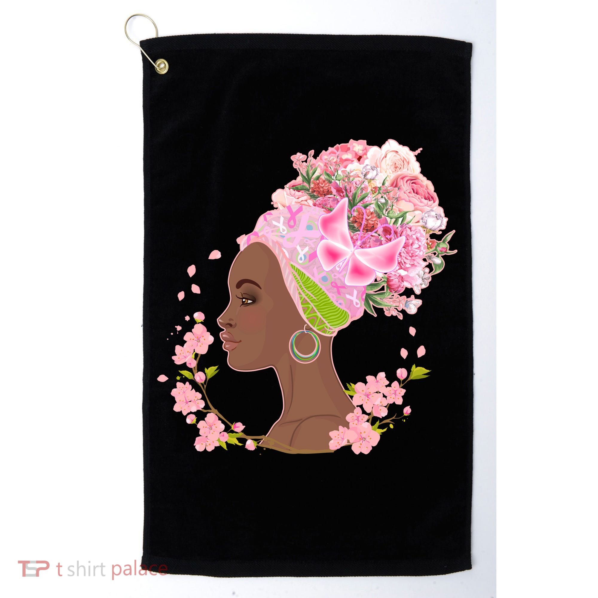 Breast Cancer Awareness Pink Flower Warrior Survivor Golf Towel