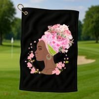 Breast Cancer Awareness Pink Flower Warrior Survivor Golf Towel thumb 1