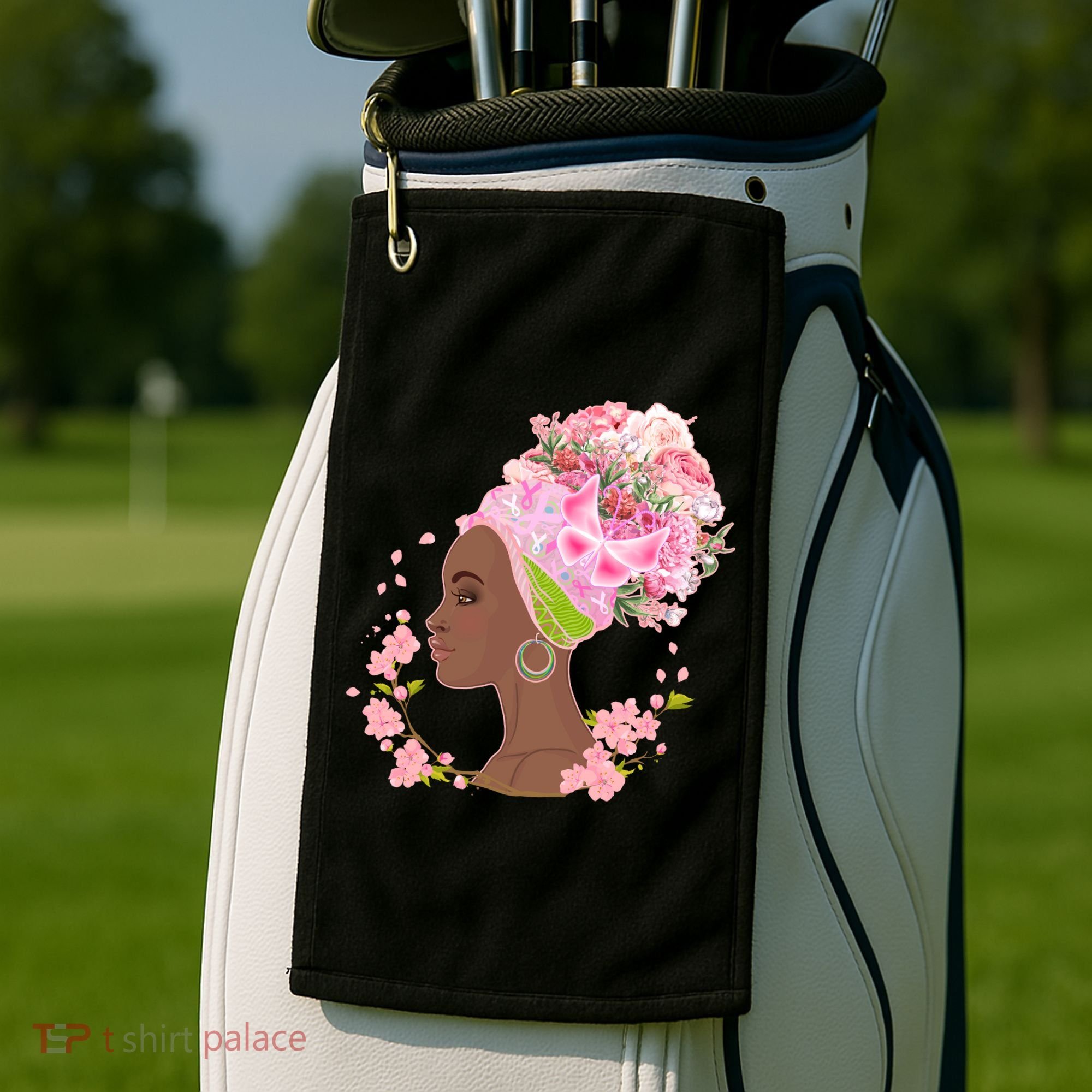 Breast Cancer Awareness Pink Flower Warrior Survivor Golf Towel