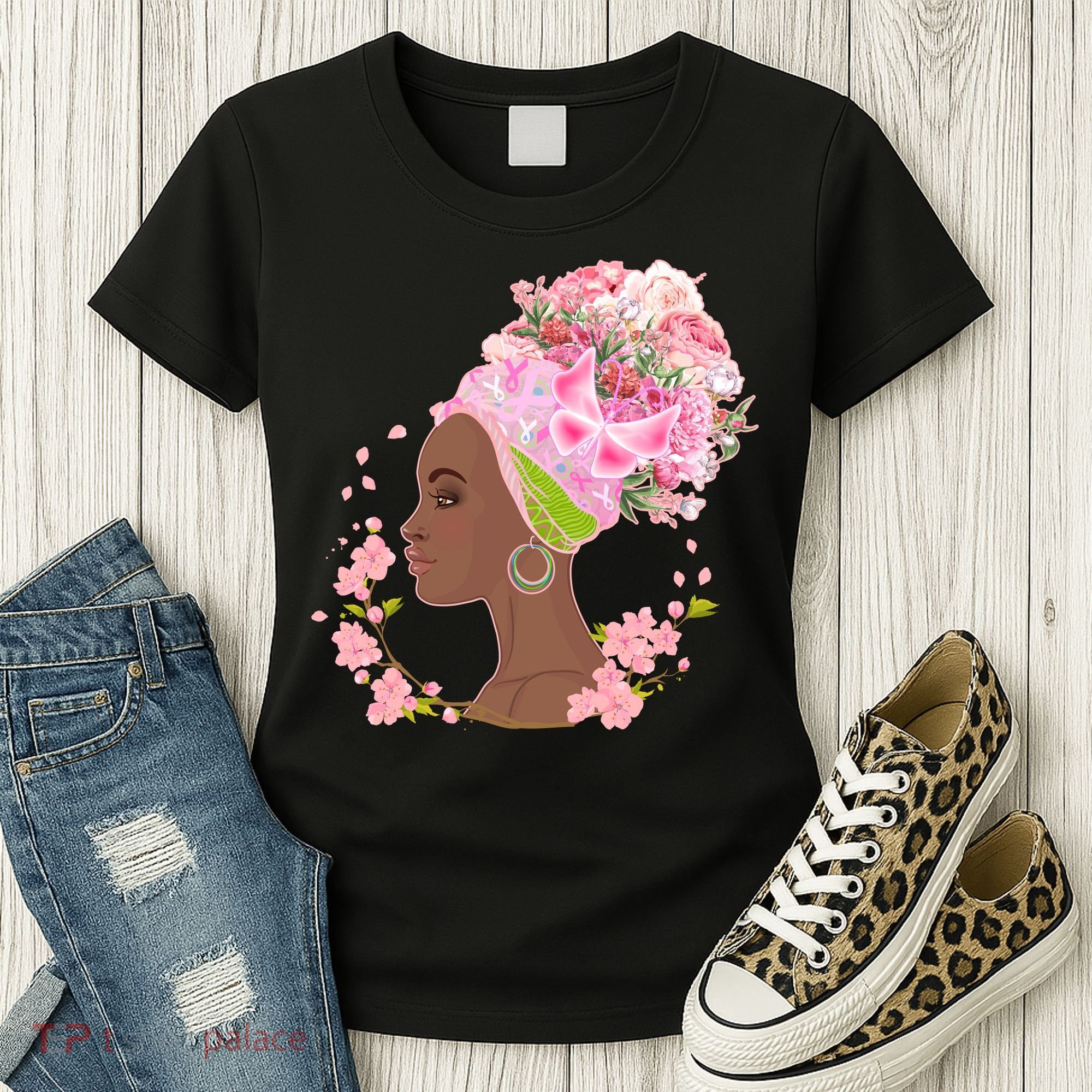 Breast Cancer Awareness Pink Flower Warrior Survivor Women's T-Shirt