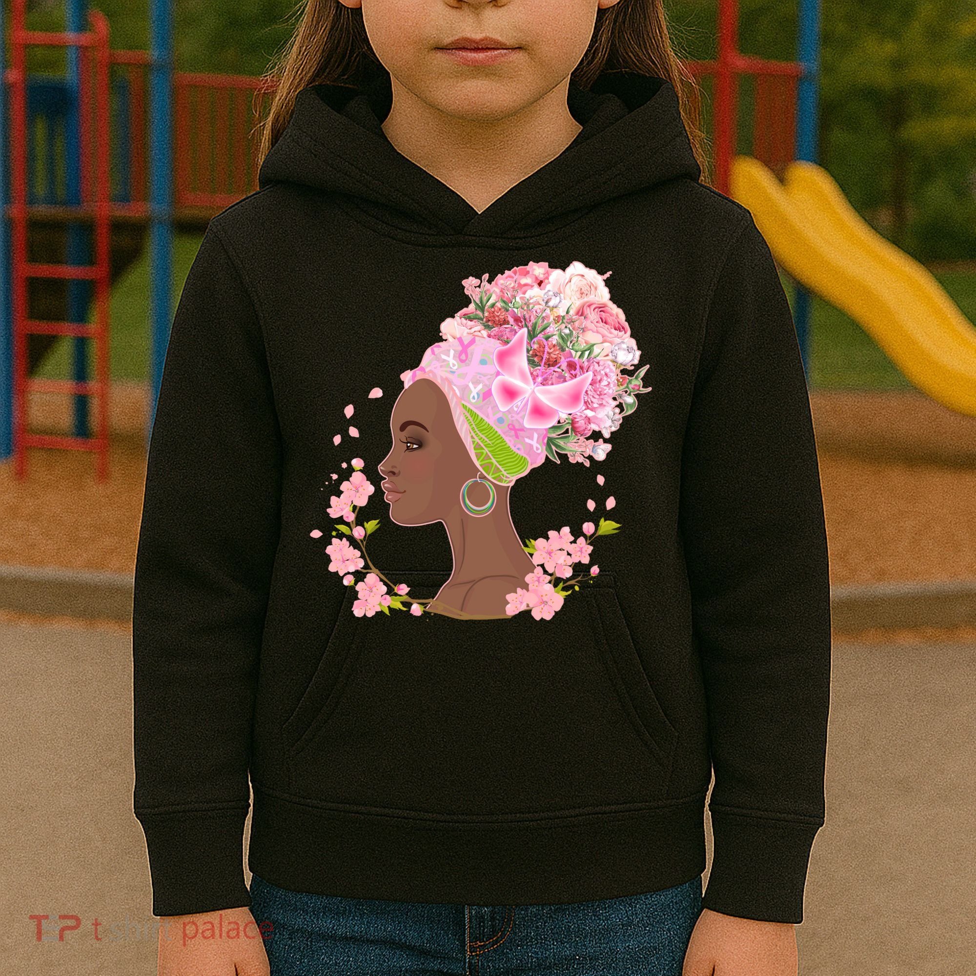 Breast Cancer Awareness Pink Flower Warrior Survivor Kids Hoodie