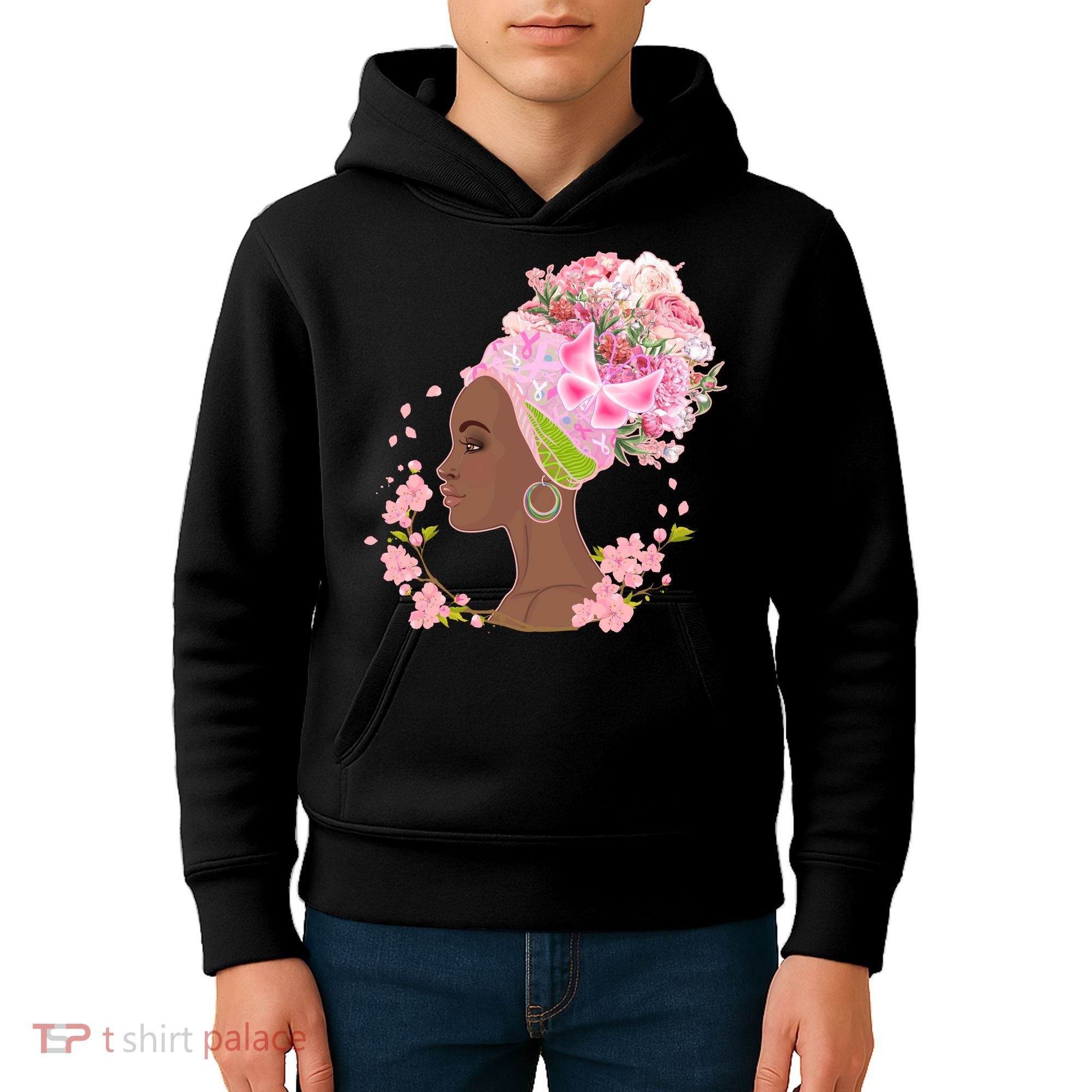 Breast Cancer Awareness Pink Flower Warrior Survivor Kids Hoodie