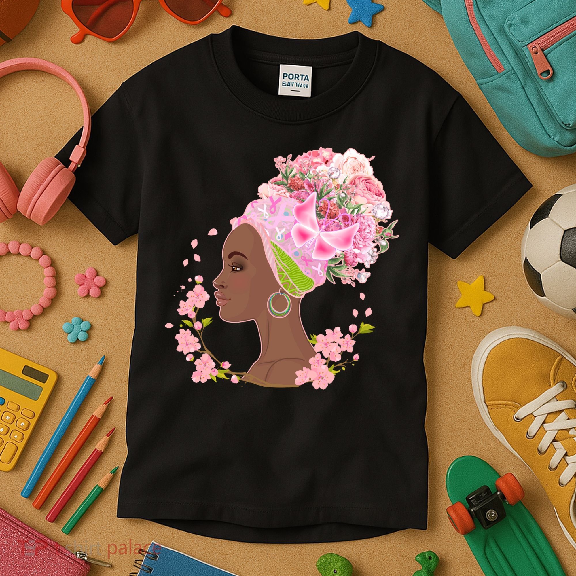 Breast Cancer Awareness Pink Flower Warrior Survivor Kids T-Shirt
