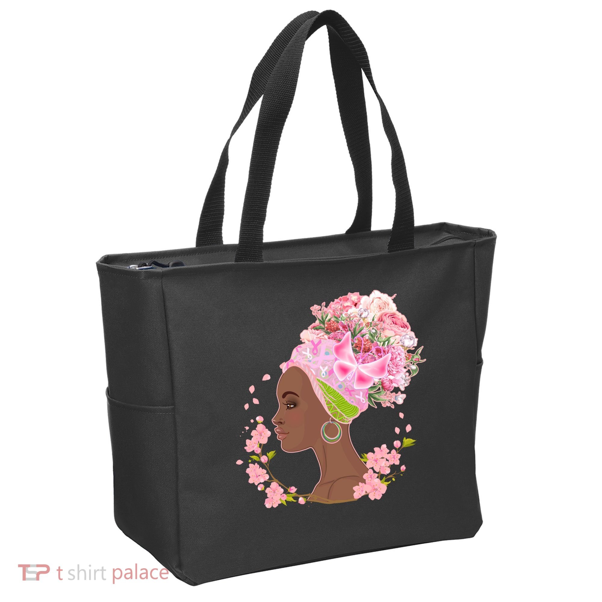 Breast Cancer Awareness Pink Flower Warrior Survivor Tote Bag