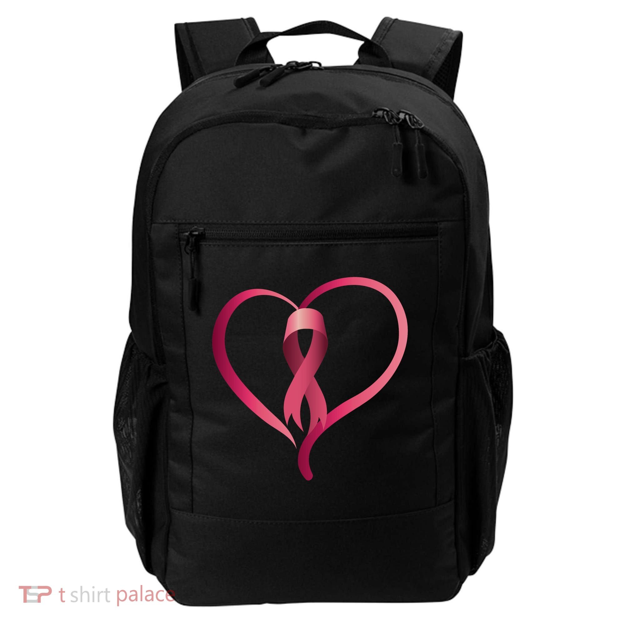 Breast Cancer Awareness Ribbon Heart Backpack