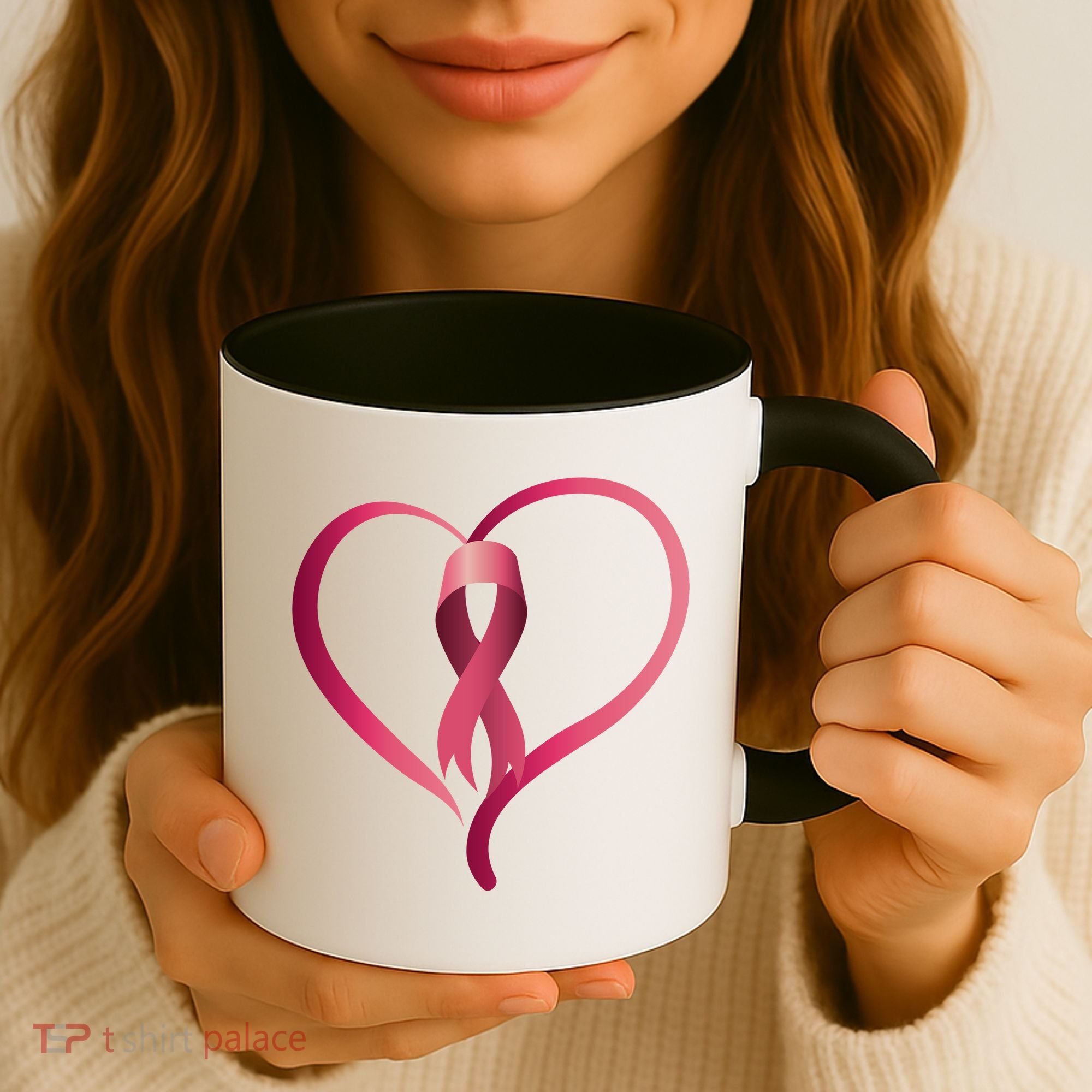 Breast Cancer Awareness Ribbon Heart Coffee Mug