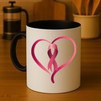 Breast Cancer Awareness Ribbon Heart Coffee Mug thumb 4