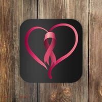 Breast Cancer Awareness Ribbon Heart Coaster thumb 0