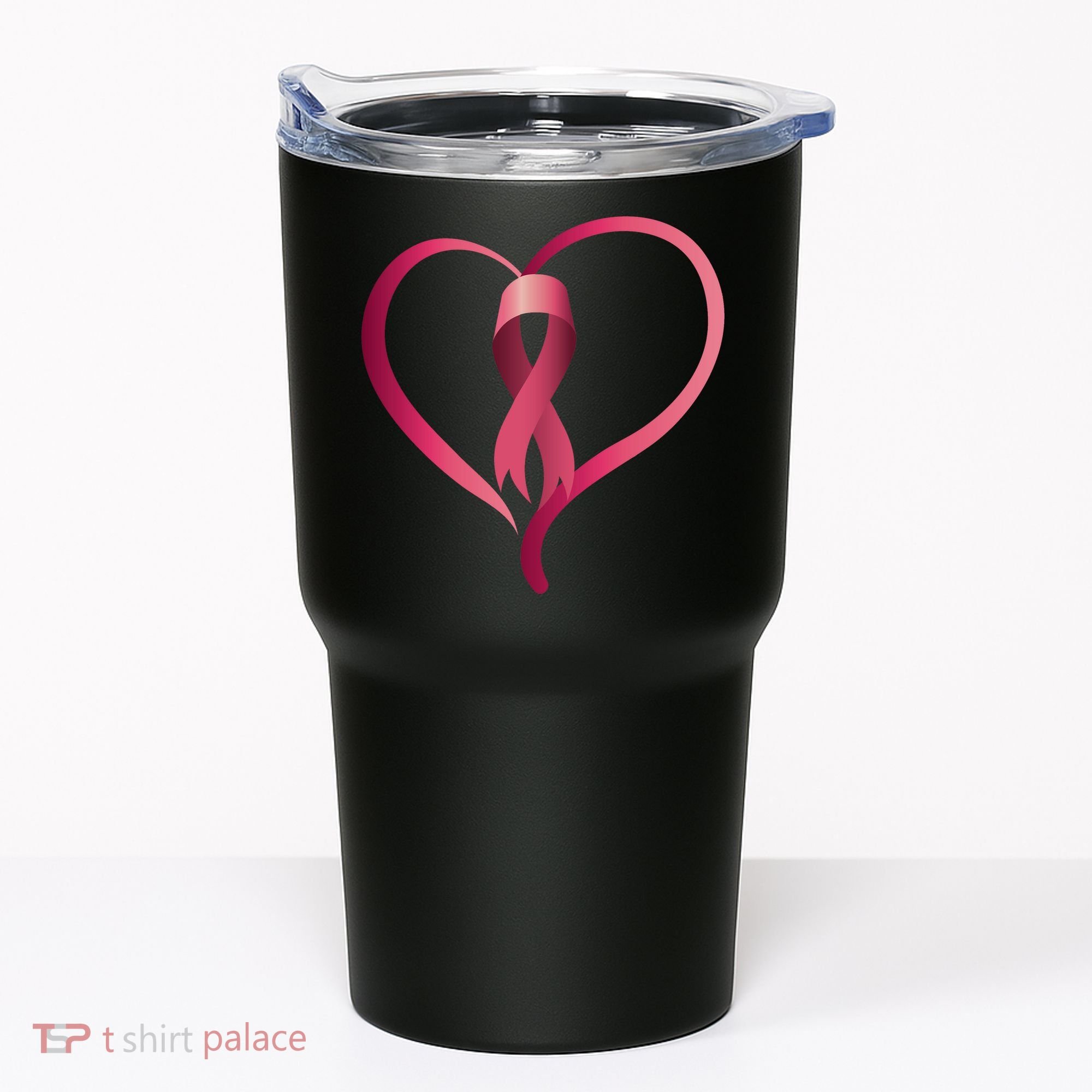 Breast Cancer Awareness Ribbon Heart Tumbler
