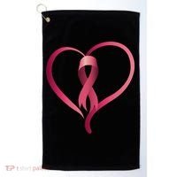 Breast Cancer Awareness Ribbon Heart Golf Towel thumb 0