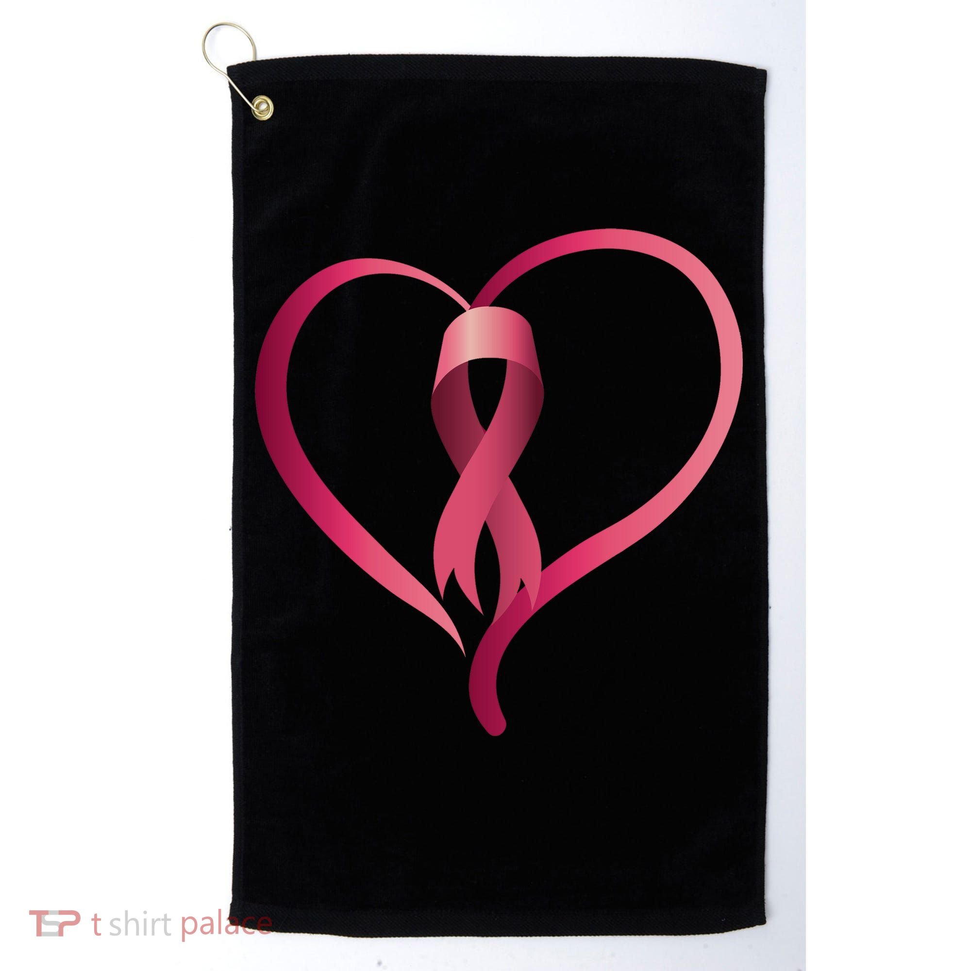 Breast Cancer Awareness Ribbon Heart Golf Towel