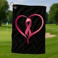 Breast Cancer Awareness Ribbon Heart Golf Towel thumb 1