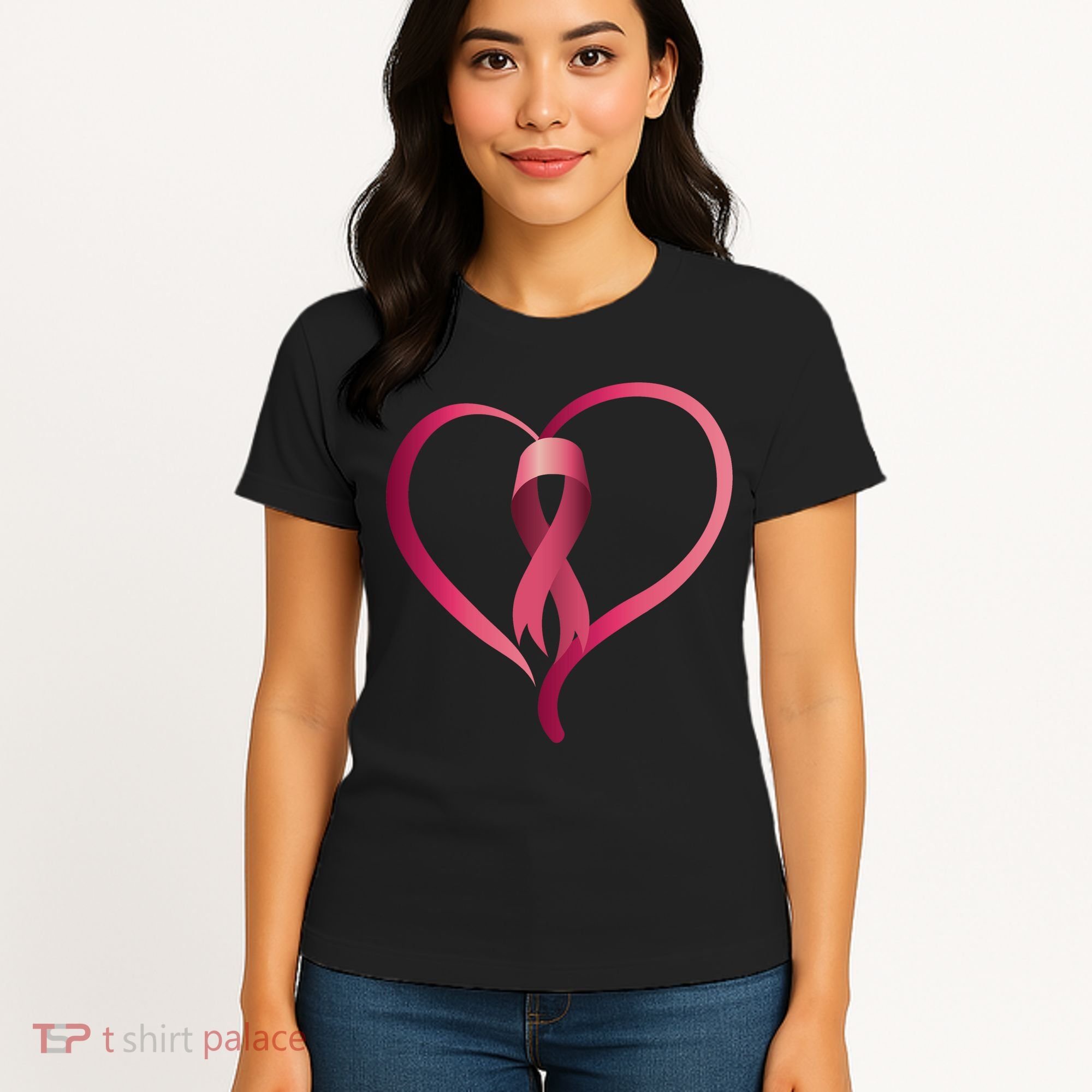 Breast Cancer Awareness Ribbon Heart Women's T-Shirt
