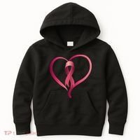 Breast Cancer Awareness Ribbon Heart Kids Hoodie thumb 0