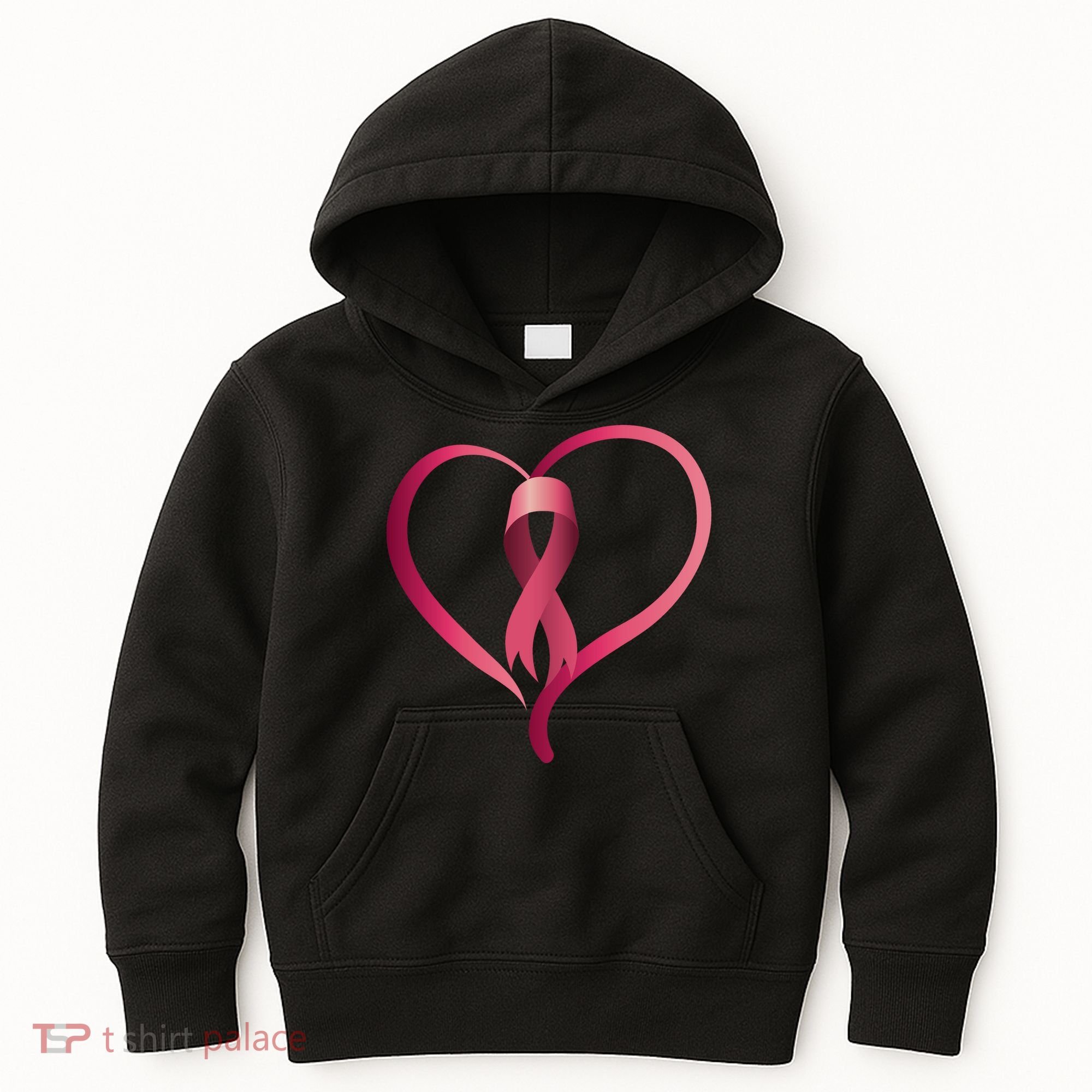 Breast Cancer Awareness Ribbon Heart Kids Hoodie