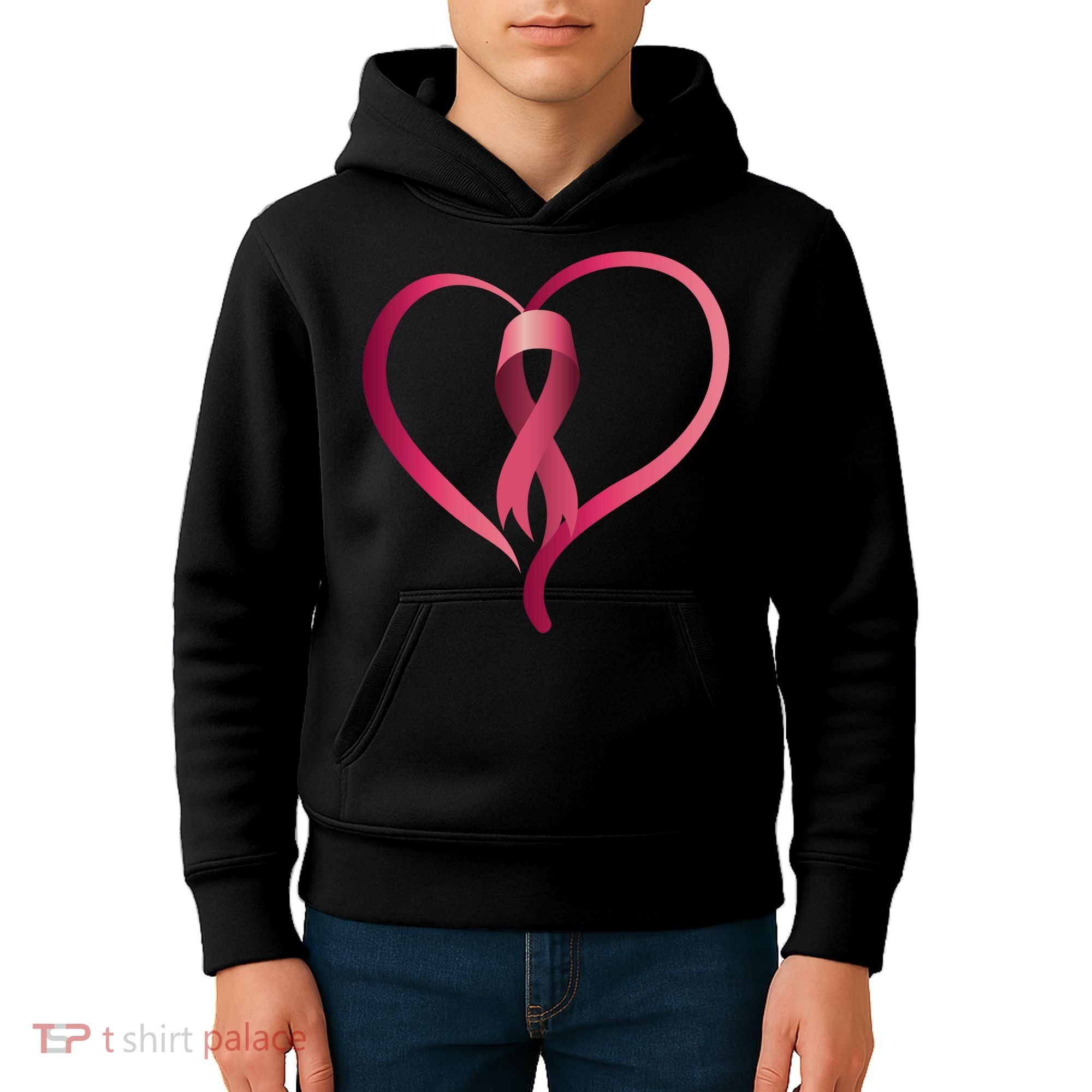 Breast Cancer Awareness Ribbon Heart Kids Hoodie