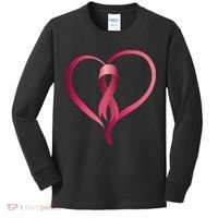 Breast Cancer Awareness Ribbon Heart Kids Long Sleeve Shirt thumb 0
