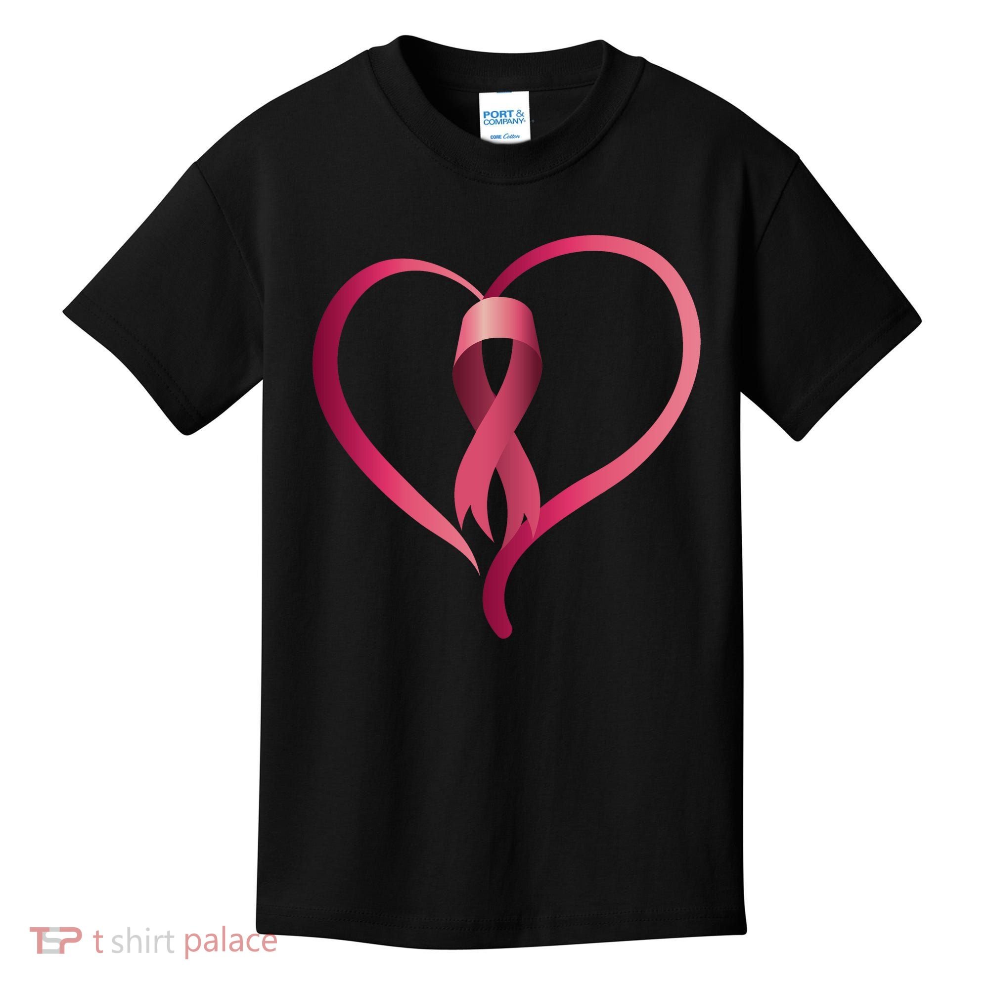 Breast Cancer Awareness Ribbon Heart Kids T-Shirt