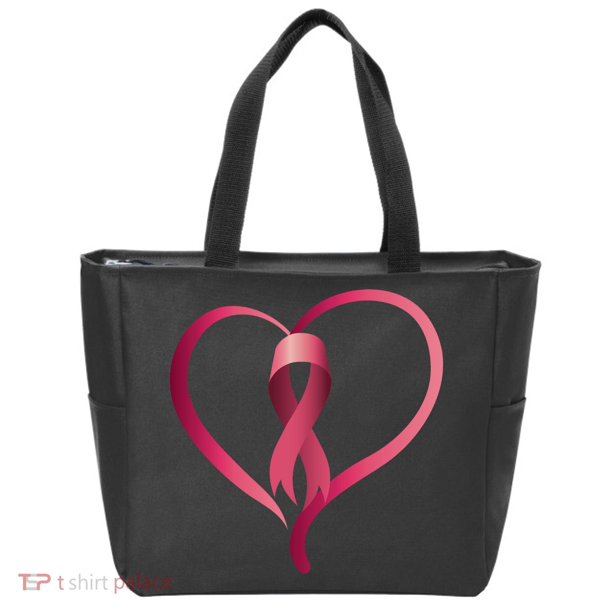 Breast Cancer Awareness Ribbon Heart Tote Bag