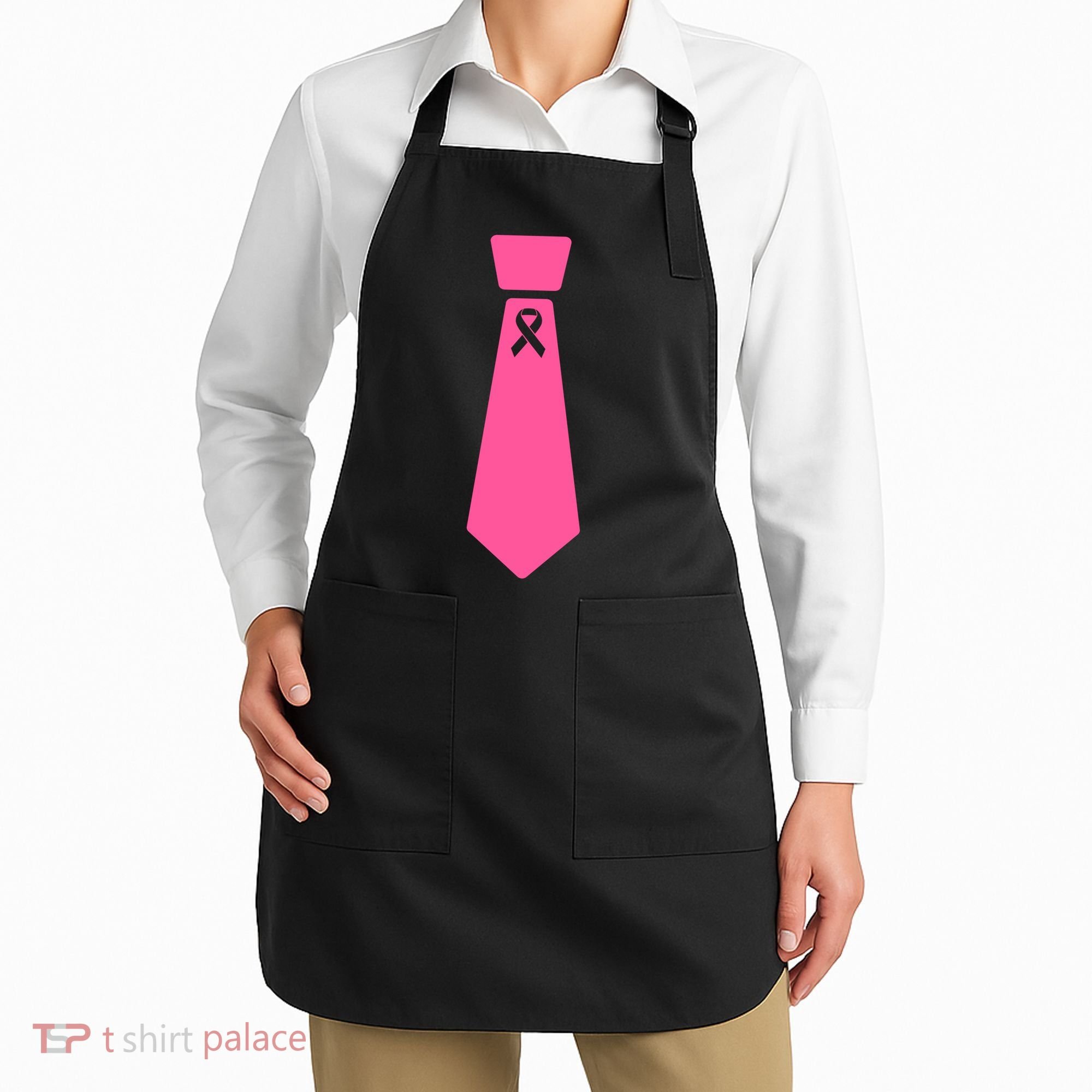 Breast Cancer Awareness Ribbon Tie Apron