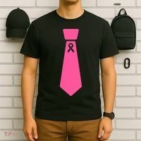 Breast Cancer Awareness Ribbon Tie T-Shirt thumb 6