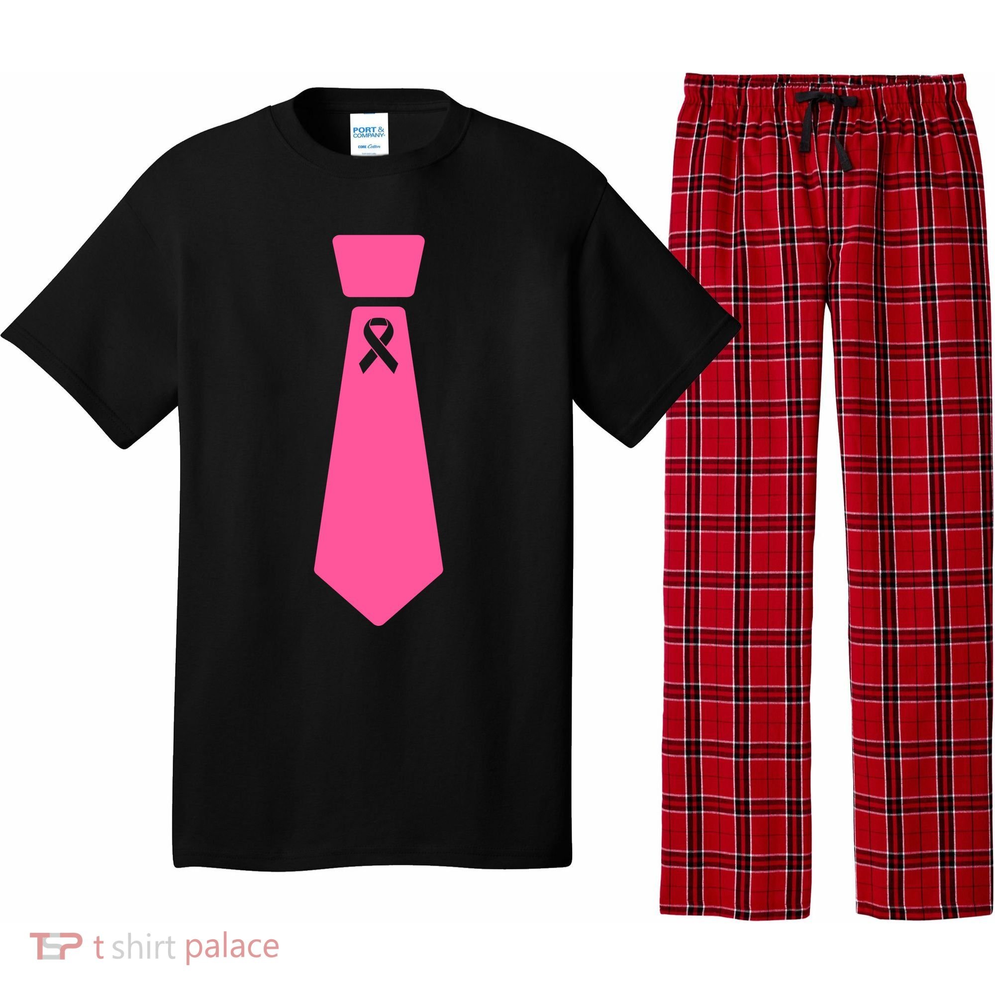 Breast Cancer Awareness Ribbon Tie Pajama Set