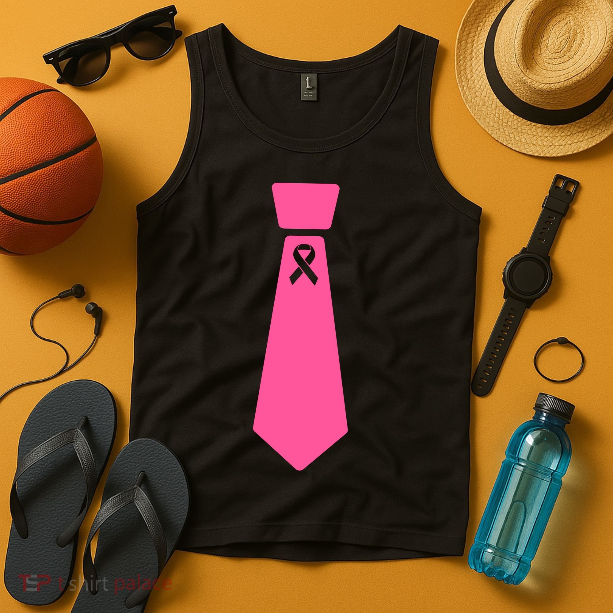 Breast Cancer Awareness Ribbon Tie Tank Top